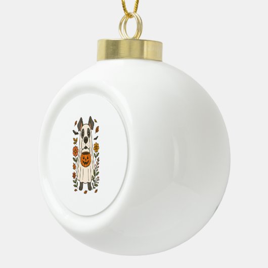 ハロウィーンの大きなダンの花 セラミックボールオーナメント (右)