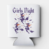 ハロウィーンの女の子の夜の魔女の木をブロムスティックに 缶クーラー (裏面)