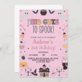 ハロウィーンの女の子ピンクの招待状をスプークする2つの可愛い。 招待状 (正面/裏面)