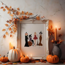 ハロウィーンの女の子、ファッションスケッチ、魔女、