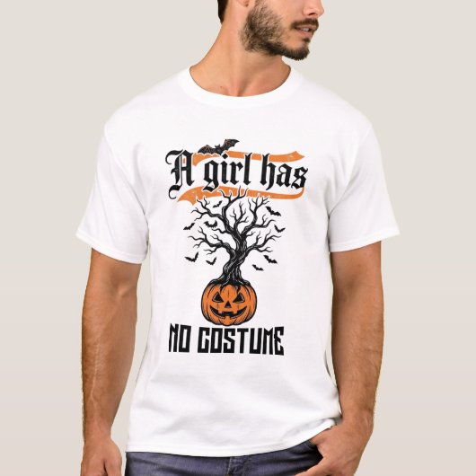 ハロウィーンの女の子 衣装なし ヴィンテージ パンプキン_1 Tシャツ (正面)
