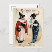 ハロウィーンの女性コスチューム,ヴィンテージ休日 ポストカード (正面/裏面)