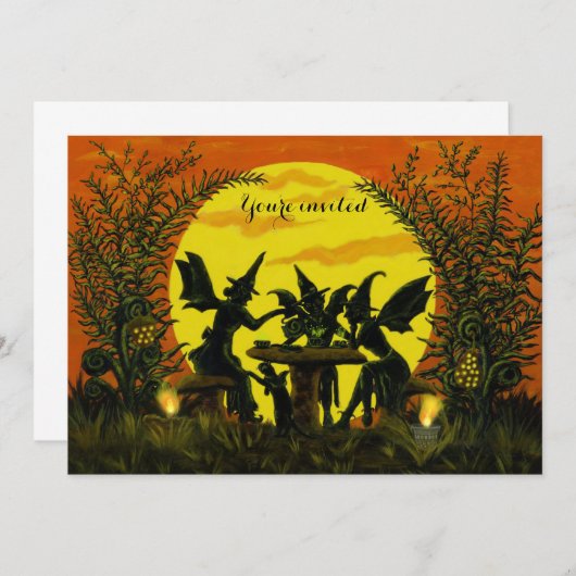 ハロウィーンの妖女たちの招待状 招待状 (正面/裏面)