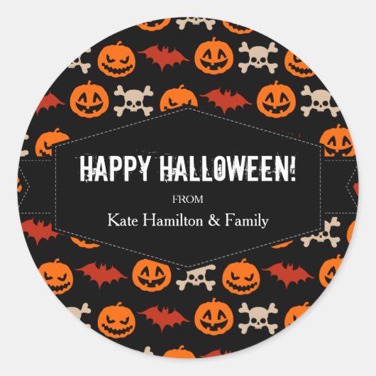 ハロウィーンの妖怪 ラウンドシール (正面)