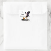 ハロウィーンの妖精とカボチャのステッカー スクエアシール (バッグ)