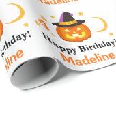 ハロウィーンの子供の名前子供の誕生日パーソナライズ ラッピングペーパー (ロールコーナー)