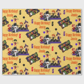 ハロウィーンの子供の名前子供の誕生日パーソナライズ ラッピングペーパー (フラット)