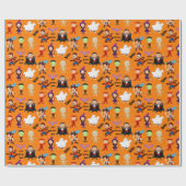 ハロウィーンの子供の名前子供の誕生日パーソナライズ ラッピングペーパー (フラット)