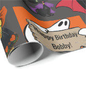 ハロウィーンの子供の名前子供の誕生日パーソナライズ ラッピングペーパー (ロールコーナー)