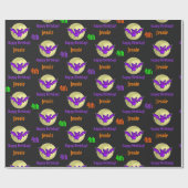 ハロウィーンの子供の名前子供の誕生日パーソナライズ ラッピングペーパー (フラット)