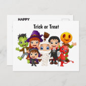 ハロウィーンの子供をトリックまたは治療する シーズンポストカード (正面/裏面)