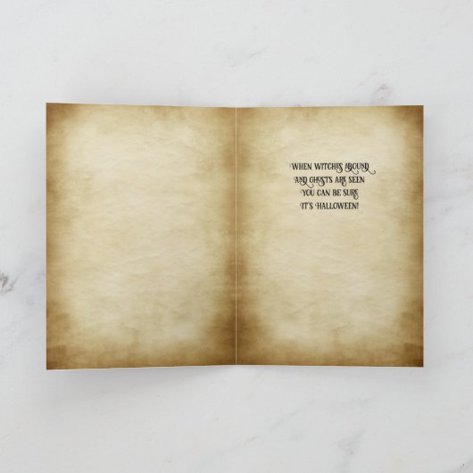 ハロウィーンの子犬、かわいい子犬の魔女、ハロウィーン カード (内部)