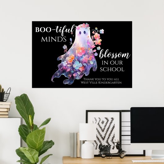 ハロウィーンの学校職員ありがとう水平 ポスター (ホームオフィス)