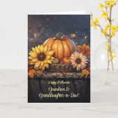 ハロウィーンの孫と孫 カード (黄色い花)