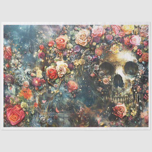 ハロウィーンの宝石飾りスケルトン 薄葉紙 (正面)