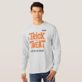 ハロウィーンの家族のマッチング衣装をトリックまたは治療 Tシャツ (正面フル)