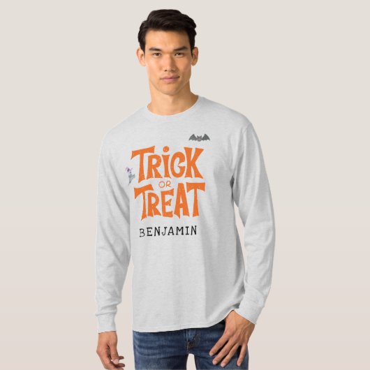 ハロウィーンの家族のマッチング衣装をトリックまたは治療 Tシャツ (正面フル)