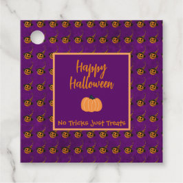 ハロウィーンの小さなオレンジ色のカボチャのトリックまたは治療 フェイバータグ