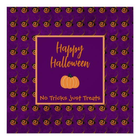 ハロウィーンの小さなオレンジ色のカボチャのトリックまたは治療 ポスター (正面)