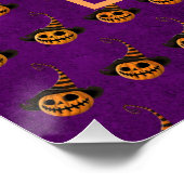 ハロウィーンの小さなオレンジ色のカボチャのトリックまたは治療 ポスター (コーナー)