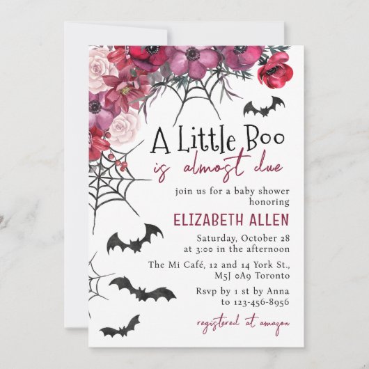 ハロウィーンの小さなブーはほとんど赤ちゃんシャワーが必要 招待状 (正面)