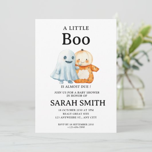 ハロウィーンの小さなブーはほとんど赤ちゃんシャワー 招待状 (スタンド正面)