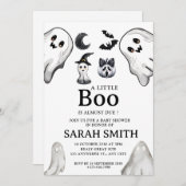 ハロウィーンの小さなブーはほとんど赤ちゃんシャワー 招待状 (正面/裏面)