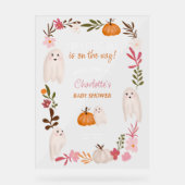 ハロウィーンの小さなブー幽霊歓迎ベビーシャワー アクリルサイン (正面)