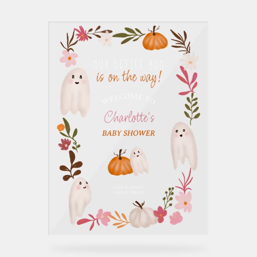 ハロウィーンの小さなブー幽霊歓迎ベビーシャワー アクリルサイン (正面)