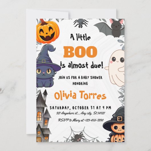ハロウィーンの小さなブー赤ちゃんシャワー 招待状 (正面)