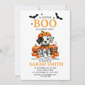 ハロウィーンの小さな犬のブーはほとんど赤ちゃんシャワーが必要 招待状 (正面)