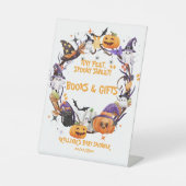 ハロウィーンの小さな足不気味、甘い赤ちゃんシャワー 台座サイン (正面)