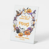 ハロウィーンの小さな足不気味、甘い赤ちゃんシャワー 台座サイン (正面)