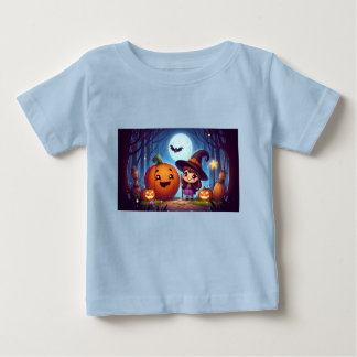 ハロウィーンの小さな魔女 ベビーTシャツ