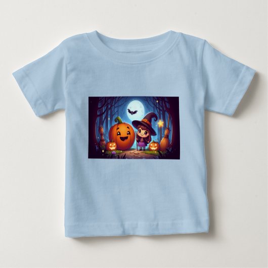 ハロウィーンの小さな魔女 ベビーTシャツ (正面)