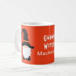 ハロウィーンの小人魔女 白髪 白ひげ 名前追加 コーヒーマグカップ