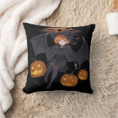 ハロウィーンの少女 クッション (ブランケット)