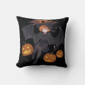 ハロウィーンの少女 クッション (正面)