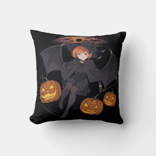 ハロウィーンの少女 クッション (正面)