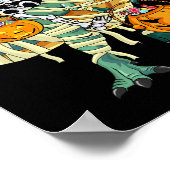 ハロウィーンの少年たちスケルトン乗馬の恐竜幽霊 ポスター (角)