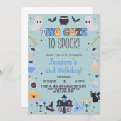 ハロウィーンの少年ブルー招待状をスプックする2つの可愛い。 招待状 (正面/裏面)
