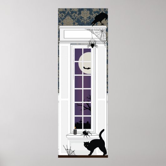 ハロウィーンの屋内窓の不気味なシーン ポスター (正面)