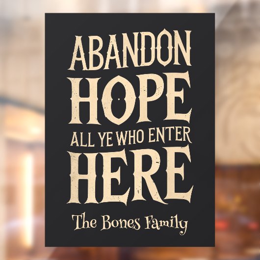 ハロウィーンの希望を放棄ファミリー名ウィンドウにしがみつく ウィンドウサイン (シート2)