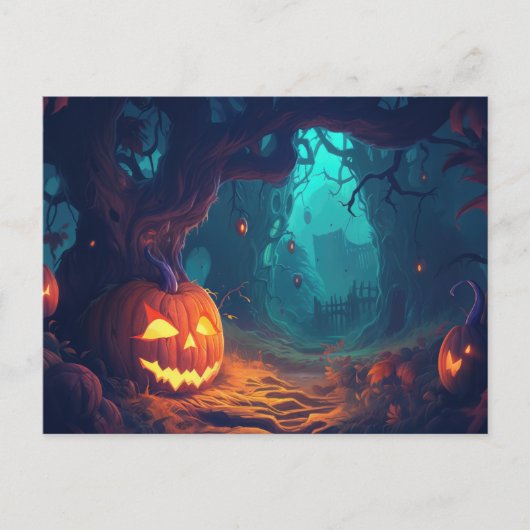 ハロウィーンの幻想的な森 シーズンポストカード (正面)
