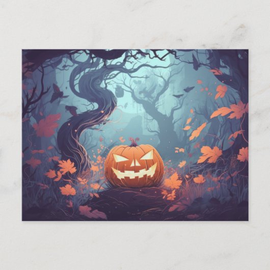 ハロウィーンの幻想的な森 シーズンポストカード (正面)