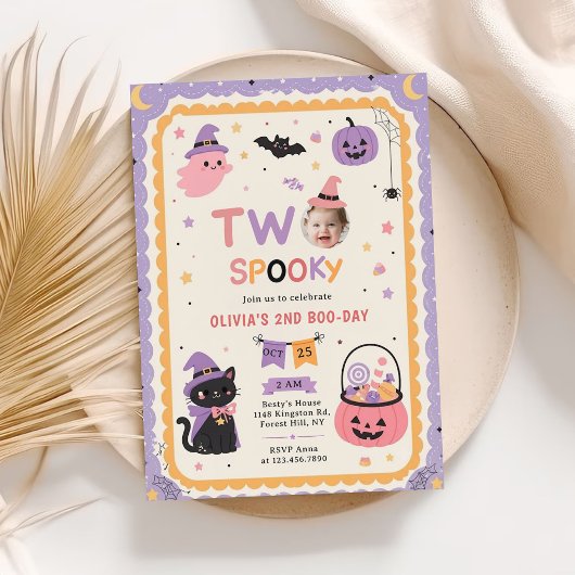 ハロウィーンの幽霊が可愛い2歳の誕生日 招待状