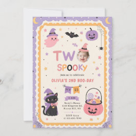 ハロウィーンの幽霊が可愛い2歳の誕生日 招待状