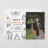 ハロウィーンの幽霊たちスプオクトカキュラ誕生日パーティーの写真 招待状 (正面)