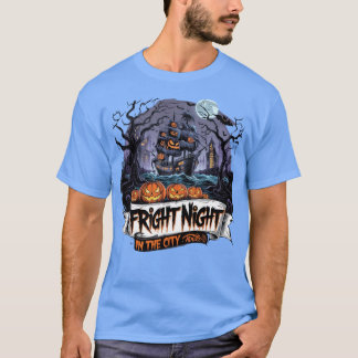 「ハロウィーンの幽霊とこうもりのボート:恐ろしい Tシャツ