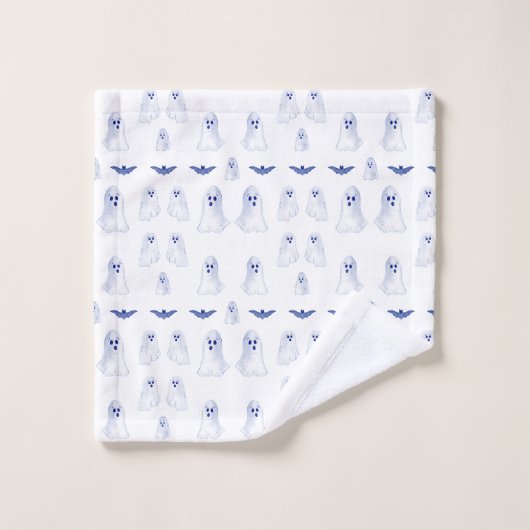 ハロウィーンの幽霊とこうもりの水彩 バスタオルセット (ウォッシュタオル)